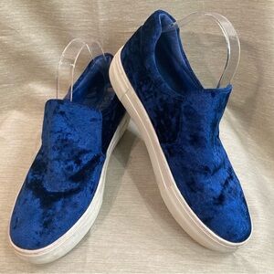 J/SLIDES Sz 10 Acer Blue Crushed Velvet Slip On Slides Sneaker Rubber Sole Shoes